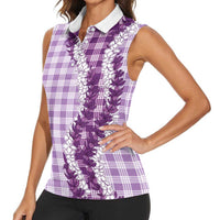 Violet Hawaii Palaka Women Sleeveless Polo Shirt Hawaiian Honohono Lei LT05 - Polynesian Pride