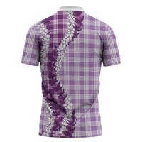 Violet Hawaii Palaka Zipper Polo Shirt Hawaiian Honohono Lei