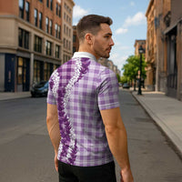 Violet Hawaii Palaka Zipper Polo Shirt Hawaiian Honohono Lei