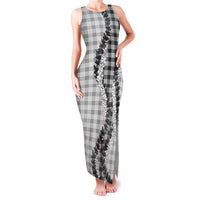 Gray Hawaii Palaka Family Matching Tank Maxi Dress and Hawaiian Shirt Hawaiian Honohono Lei LT05 Mom's Dress Gray - Polynesian Pride