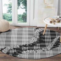 Gray Hawaii Palaka Round Carpet Hawaiian Honohono Lei