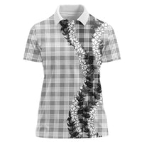 Gray Hawaii Palaka Women Polo Shirt Hawaiian Honohono Lei