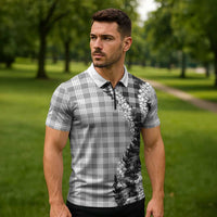 Gray Hawaii Palaka Zipper Polo Shirt Hawaiian Honohono Lei