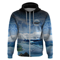 New Zealand Wanaka Air Show Hoodie With Maori Pattern LT05 Zip Hoodie Blue - Polynesian Pride