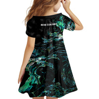 New Zealand Marathon Family Matching Off Shoulder Maxi Dress and Hawaiian Shirt Silver Fern Paua Shell Simple Style LT05 - Polynesian Pride