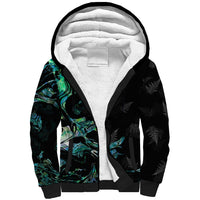 New Zealand Marathon Sherpa Hoodie Silver Fern Paua Shell Simple Style LT05 Unisex Black - Polynesian Pride