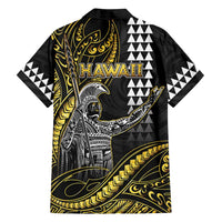 Hawaii King Kamehameha The Great Family Matching Long Sleeve Bodycon Dress and Hawaiian Shirt Gold Tribal Tattoo LT05 - Polynesian Pride