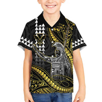 Hawaii King Kamehameha The Great Kid Hawaiian Shirt Gold Tribal Tattoo LT05 Kid Gold - Polynesian Pride