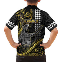 Hawaii King Kamehameha The Great Kid Hawaiian Shirt Gold Tribal Tattoo LT05 - Polynesian Pride
