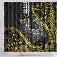 Hawaii King Kamehameha The Great Shower Curtain Gold Tribal Tattoo