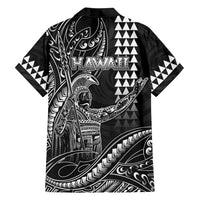 Hawaii King Kamehameha The Great Family Matching Off Shoulder Maxi Dress and Hawaiian Shirt Black Tribal Tattoo
