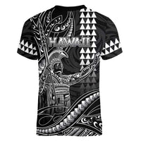 Hawaii King Kamehameha The Great Women V-Neck T-Shirt Black Tribal Tattoo LT05 - Polynesian Pride
