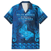 Personalised New Zealand Mother's Day Family Matching Puletasi and Hawaiian Shirt Ko Te Whaea Te Takere O Te Waka LT05 Dad's Shirt - Short Sleeve Blue - Polynesian Pride