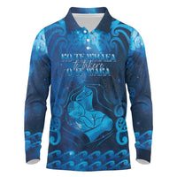 Personalised New Zealand Mother's Day Long Sleeve Polo Shirt Ko Te Whaea Te Takere O Te Waka LT05 Blue - Polynesian Pride