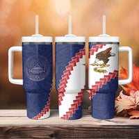 American Samoa Eagle Tumbler With Handle Polynesian Tribal Pattern Curve Style LT05 - Polynesian Pride
