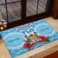 Fiji Ratu Sir Lala Sukuna Day Rubber Doormat Hibiscus Tapa Pattern