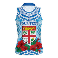 Personalised Fiji Ratu Sir Lala Sukuna Day Women Sleeveless Polo Shirt Hibiscus Tapa Pattern