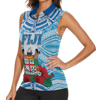 Personalised Fiji Ratu Sir Lala Sukuna Day Women Sleeveless Polo Shirt Hibiscus Tapa Pattern