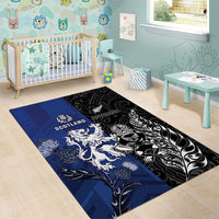 New Zealand And Scotland Rugby Area Rug Maori Tiki With Thistle Together