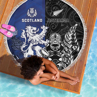 New Zealand And Scotland Rugby Beach Blanket Maori Tiki With Thistle Together LT05 - Polynesian Pride