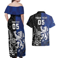 New Zealand And Scotland Rugby Custom Couples Matching Off Shoulder Maxi Dress and Hawaiian Shirt Maori Tiki With Thistle Together LT05 - Polynesian Pride