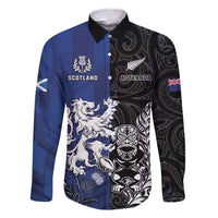 New Zealand And Scotland Rugby Custom Family Matching Summer Maxi Dress and Hawaiian Shirt Maori Tiki With Thistle Together