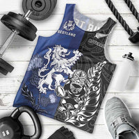 New Zealand And Scotland Rugby Custom Men Tank Top Maori Tiki With Thistle Together LT05 - Polynesian Pride