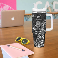 New Zealand And Scotland Rugby Custom Tumbler With Handle Maori Tiki With Thistle Together LT05 - Polynesian Pride