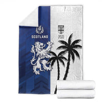 Fiji And Scotland Rugby Blanket Fijian Palm Tree With Thistle Together