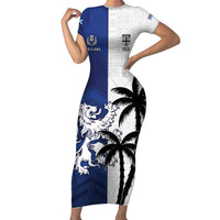 Fiji And Scotland Rugby Custom Family Matching Short Sleeve Bodycon Dress and Hawaiian Shirt Fijian Palm Tree With Thistle Together