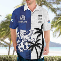 Fiji And Scotland Rugby Custom Hawaiian Shirt Fijian Palm Tree With Thistle Together