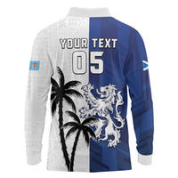 Fiji And Scotland Rugby Custom Long Sleeve Polo Shirt Fijian Palm Tree With Thistle Together