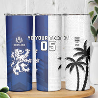 Fiji And Scotland Rugby Custom Skinny Tumbler Fijian Palm Tree With Thistle Together LT05 - Polynesian Pride