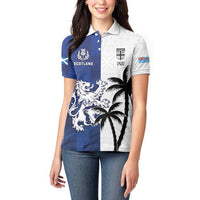 Fiji And Scotland Rugby Custom Women Polo Shirt Fijian Palm Tree With Thistle Together