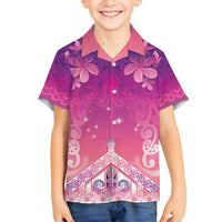 New Zealand Matariki Family Matching Off Shoulder Short Dress and Hawaiian Shirt Maori Marae Purple Galaxy