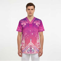 New Zealand Matariki Scrub Top Maori Marae Purple Galaxy - Polynesian Pride