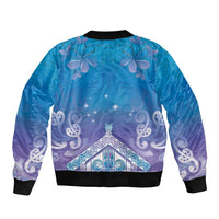 New Zealand Matariki Bomber Jacket Maori Marae Cyan Galaxy LT05 - Polynesian Pride