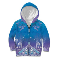 New Zealand Matariki Kid Hoodie Maori Marae Cyan Galaxy