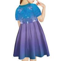 New Zealand Matariki Kid Short Sleeve Dress Maori Marae Cyan Galaxy LT05 - Polynesian Pride
