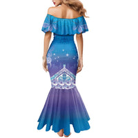 New Zealand Matariki Mermaid Dress Maori Marae Cyan Galaxy LT05 - Polynesian Pride