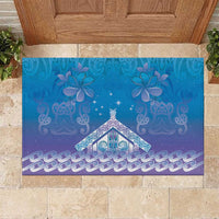 New Zealand Matariki Rubber Doormat Maori Marae Cyan Galaxy LT05 Cyan - Polynesian Pride