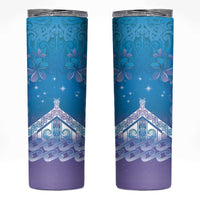 New Zealand Matariki Skinny Tumbler Maori Marae Cyan Galaxy LT05 Cyan - Polynesian Pride