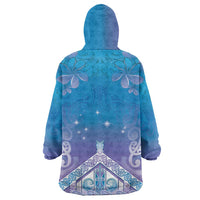 New Zealand Matariki Wearable Blanket Hoodie Maori Marae Cyan Galaxy LT05 - Polynesian Pride