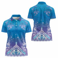 New Zealand Matariki Women Polo Shirt Maori Marae Cyan Galaxy LT05 - Polynesian Pride