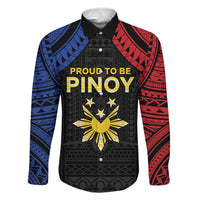 Philippines Independence Day Family Matching Summer Maxi Dress and Hawaiian Shirt Proud To Be Pinoy LT05 Dad's Shirt - Long Sleeve Black - Polynesian Pride