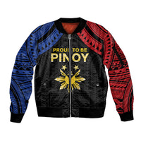 Philippines Independence Day Sleeve Zip Bomber Jacket Proud To Be Pinoy
