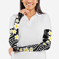 Plumeria With Black Polynesian Tattoo Pattern Arm Sleeves - Polynesian Pride
