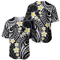 Plumeria With Black Polynesian Tattoo Pattern Baseball Jersey LT05 - Polynesian Pride