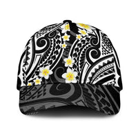 Plumeria With Black Polynesian Tattoo Pattern Classic Cap - Polynesian Pride
