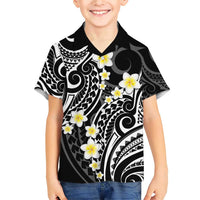 Plumeria With Black Polynesian Tattoo Pattern Family Matching Short Sleeve Bodycon Dress and Hawaiian Shirt LT05 Son's Shirt Black - Polynesian Pride